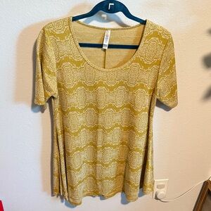 Yellow Patterned Jacquard Women's Top